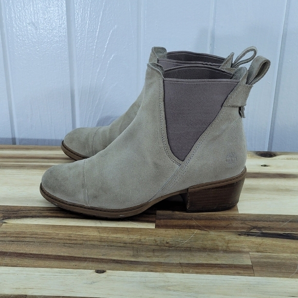 Timberland Sutherlin Bay Slouch Chelsea Boots  Light Taupe Beige Suede Size 7.5 - Picture 7 of 16